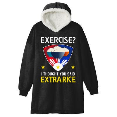 Filipino Food Extra Rice Exercise Philippine Funny Pinoy Hooded Wearable Blanket