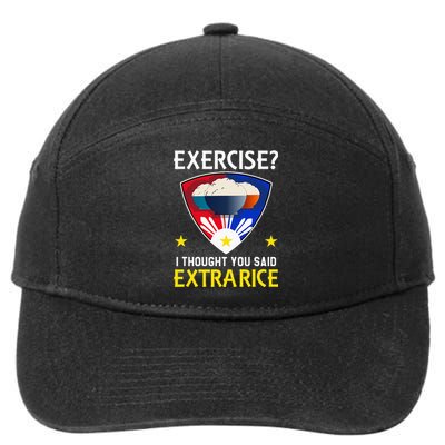 Filipino Food Extra Rice Exercise Philippine Funny Pinoy 7-Panel Snapback Hat