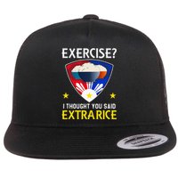 Filipino Food Extra Rice Exercise Philippine Funny Pinoy Flat Bill Trucker Hat