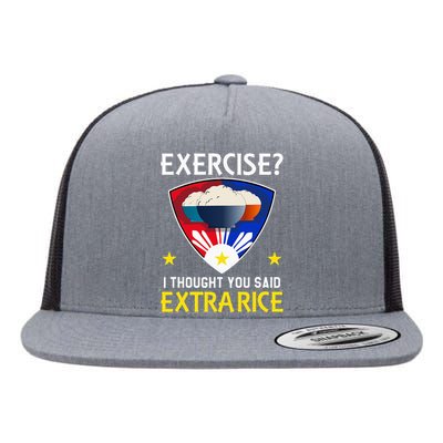 Filipino Food Extra Rice Exercise Philippine Funny Pinoy Flat Bill Trucker Hat