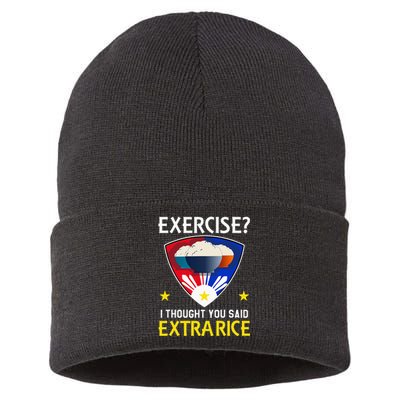 Filipino Food Extra Rice Exercise Philippine Funny Pinoy Sustainable Knit Beanie