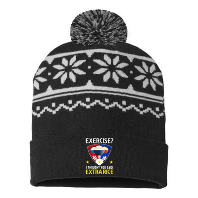 Filipino Food Extra Rice Exercise Philippine Funny Pinoy USA-Made Snowflake Beanie