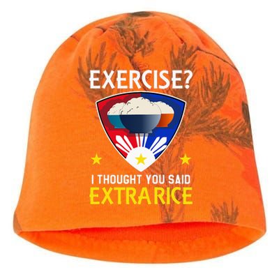 Filipino Food Extra Rice Exercise Philippine Funny Pinoy Kati - Camo Knit Beanie