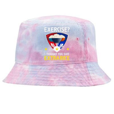 Filipino Food Extra Rice Exercise Philippine Funny Pinoy Tie-Dyed Bucket Hat