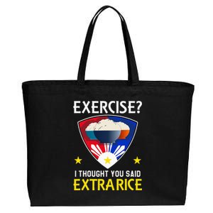 Filipino Food Extra Rice Exercise Philippine Funny Pinoy Cotton Canvas Jumbo Tote