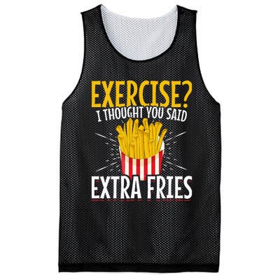 Fast Food Exercise I Thought You Said Extra Fries Mesh Reversible Basketball Jersey Tank