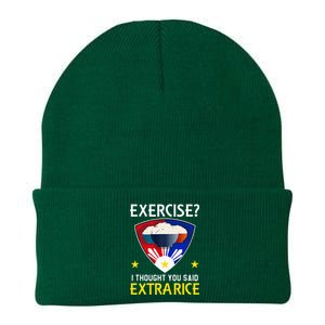 Filipino Food Extra Rice Exercise Philippine Funny Pinoy Knit Cap Winter Beanie