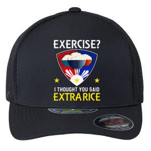 Filipino Food Extra Rice Exercise Philippine Funny Pinoy Flexfit Unipanel Trucker Cap