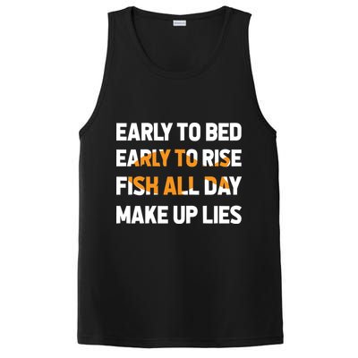 Funny Fishing Early To Bed Early To Rise Fish All Day Make Up Lies PosiCharge Competitor Tank