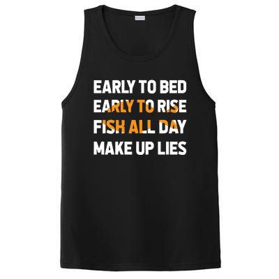 Funny Fishing Early To Bed Early To Rise Fish All Day Make Up Lies PosiCharge Competitor Tank