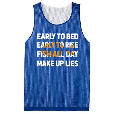 Funny Fishing Early To Bed Early To Rise Fish All Day Make Up Lies Mesh Reversible Basketball Jersey Tank