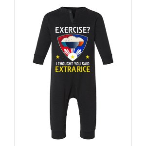 Filipino Food Extra Rice Exercise Philippine Funny Pinoy Infant Fleece One Piece