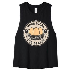 Farm Fresh Eggs Funny farm, Your Local Egg Dealer Women's Racerback Cropped Tank