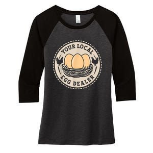 Farm Fresh Eggs Funny farm, Your Local Egg Dealer Women's Tri-Blend 3/4-Sleeve Raglan Shirt