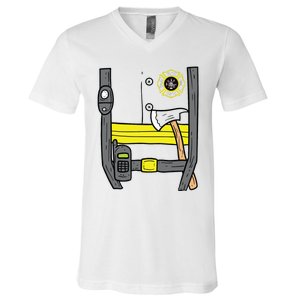 Firefighter Fireman Easy Lazy DIY Halloween Costume Boy V-Neck T-Shirt