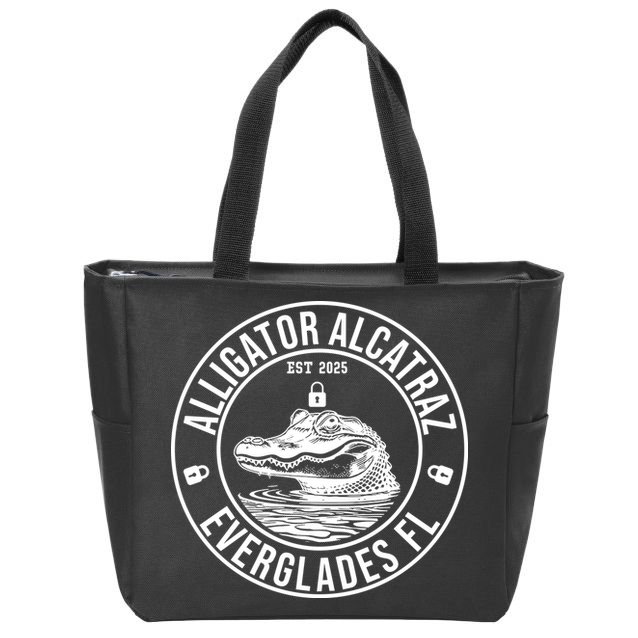 Funny Florida Everglades FL Meme Alligator Alcatraz Zip Tote Bag