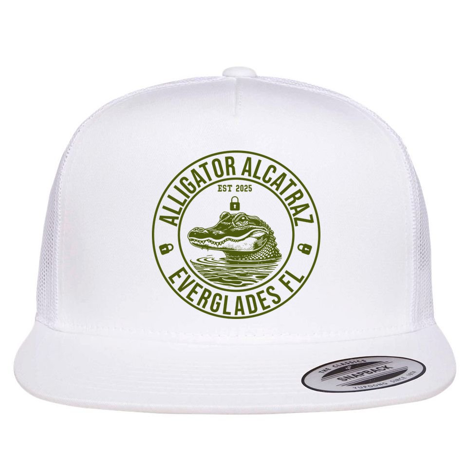 Funny Florida Everglades FL Meme Alligator Alcatraz Flat Bill Trucker Hat
