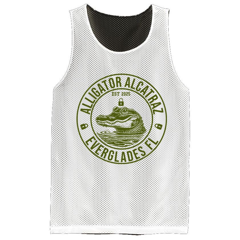 Funny Florida Everglades FL Meme Alligator Alcatraz Mesh Reversible Basketball Jersey Tank