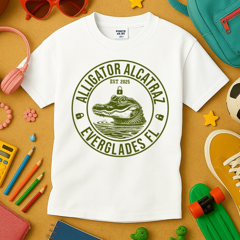 Funny Florida Everglades FL Meme Alligator Alcatraz Kids T-Shirt