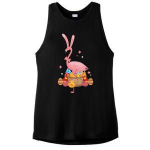 Funny Flamingo Easter Bunny Easter Egg Basket Gift Ladies PosiCharge Tri-Blend Wicking Tank