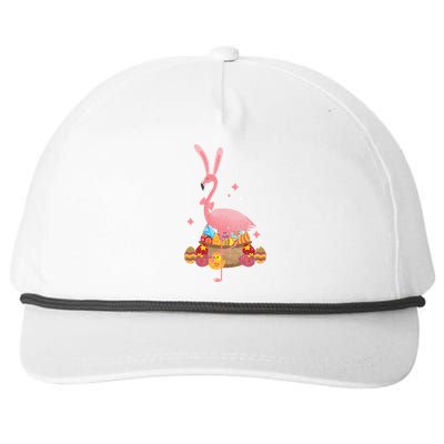 Funny Flamingo Easter Bunny Easter Egg Basket Gift Snapback Five-Panel Rope Hat