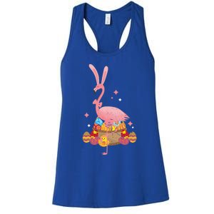 Funny Flamingo Easter Bunny Easter Egg Basket Gift Women's Racerback Tank