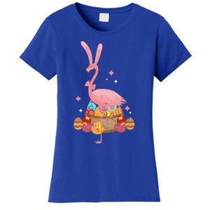 Funny Flamingo Easter Bunny Easter Egg Basket Gift Women's T-Shirt