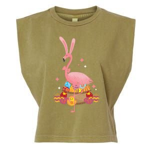 Funny Flamingo Easter Bunny Easter Egg Basket Gift Garment-Dyed Women's Muscle Tee