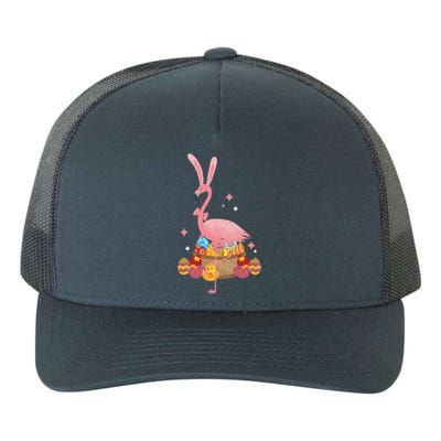 Funny Flamingo Easter Bunny Easter Egg Basket Gift Yupoong Adult 5-Panel Trucker Hat