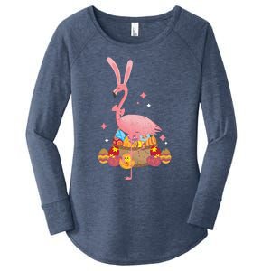 Funny Flamingo Easter Bunny Easter Egg Basket Gift Women's Perfect Tri Tunic Long Sleeve Shirt