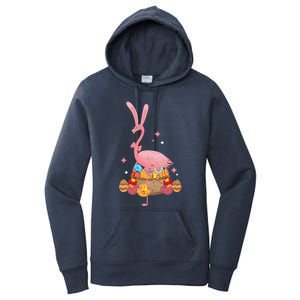 Funny Flamingo Easter Bunny Easter Egg Basket Gift Women's Pullover Hoodie