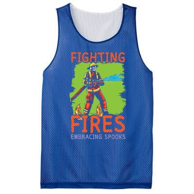 Fighting Fires Embracing Spooks Trick Or Treat Firefighter Gift Mesh Reversible Basketball Jersey Tank