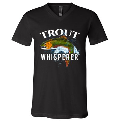 Funny Fishing Fisherman Gift Trout Whisperer V-Neck T-Shirt