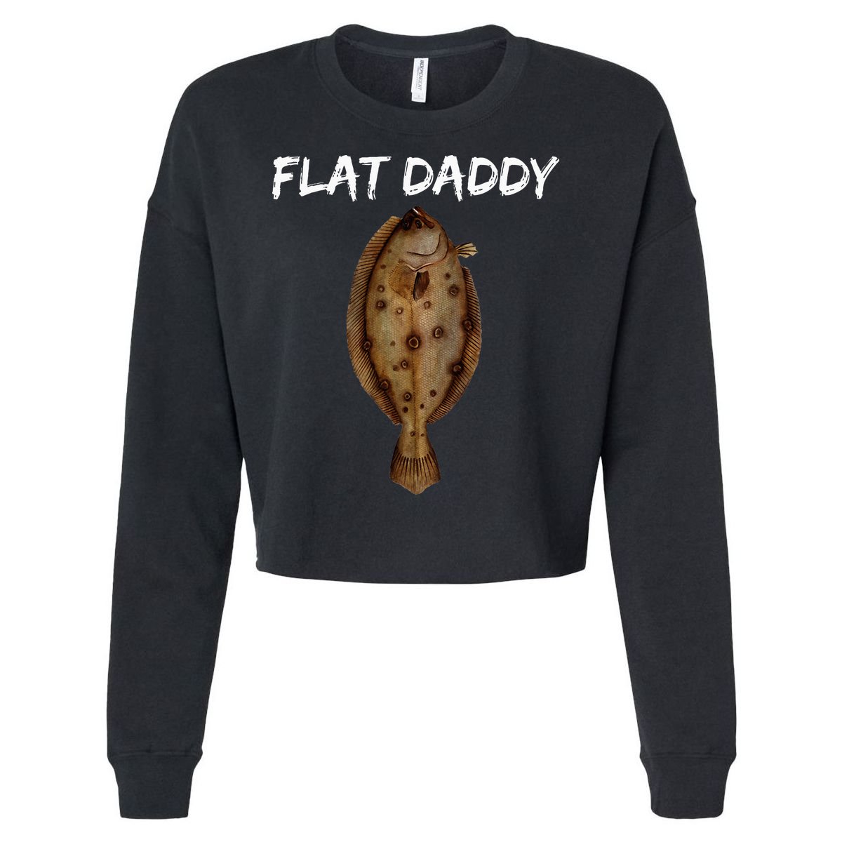 Flounder Fishing For Fishermen Of All Ages Cropped Pullover Crew
