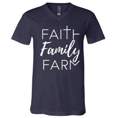 Faith Family Farm Country Farmers Wife Gift V-Neck T-Shirt