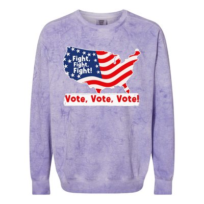 Fight Fight Fight! Vote Vote Vote! Trump Elon 2024 Colorblast Crewneck Sweatshirt