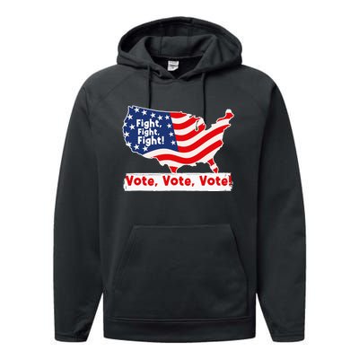 Fight Fight Fight! Vote Vote Vote! Trump Elon 2024 Performance Fleece Hoodie