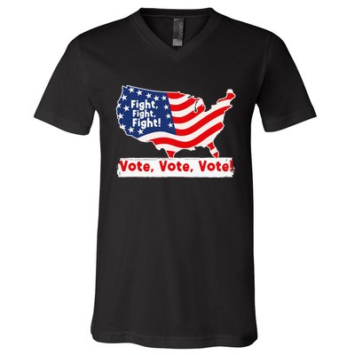 Fight Fight Fight! Vote Vote Vote! Trump Elon 2024 V-Neck T-Shirt