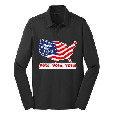 Fight Fight Fight! Vote Vote Vote! Trump Elon 2024 Silk Touch Performance Long Sleeve Polo