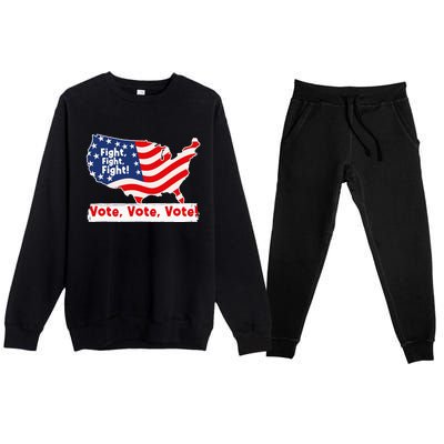 Fight Fight Fight! Vote Vote Vote! Trump Elon 2024 Premium Crewneck Sweatsuit Set