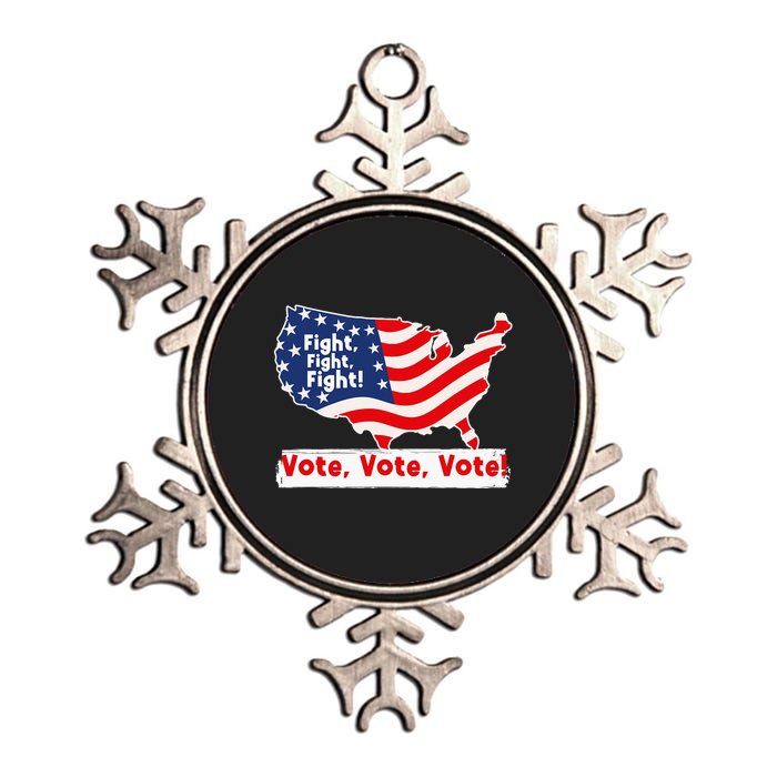 Fight Fight Fight! Vote Vote Vote! Trump Elon 2024 Metallic Star Ornament