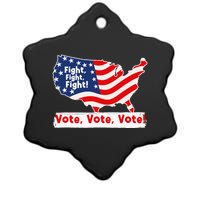 Fight Fight Fight! Vote Vote Vote! Trump Elon 2024 Ceramic Star Ornament