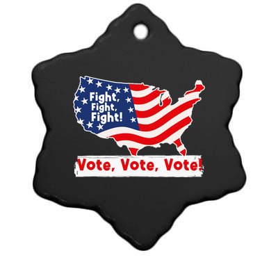 Fight Fight Fight! Vote Vote Vote! Trump Elon 2024 Ceramic Star Ornament