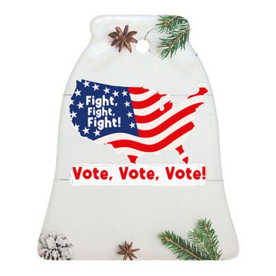 Fight Fight Fight! Vote Vote Vote! Trump Elon 2024 Ceramic Bell Ornament