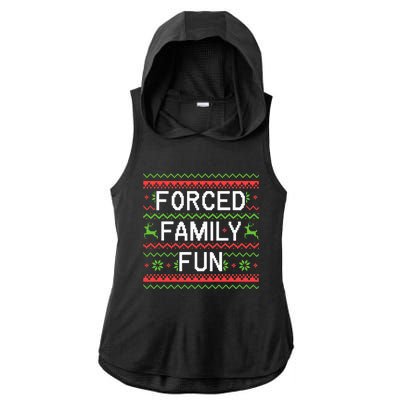 Family Forced Fun Funny Sarcastic Christmas Pajama Family  Ladies PosiCharge Tri-Blend Wicking Draft Hoodie Tank