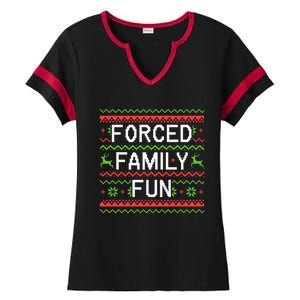 Family Forced Fun Funny Sarcastic Christmas Pajama Family  Ladies Halftime Notch Neck Tee