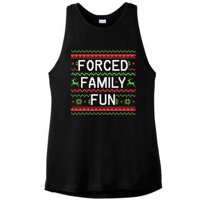 Family Forced Fun Funny Sarcastic Christmas Pajama Family  Ladies PosiCharge Tri-Blend Wicking Tank