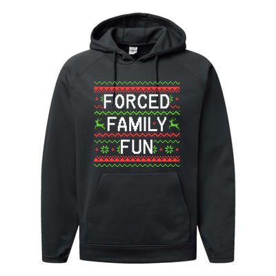 Family Forced Fun Funny Sarcastic Christmas Pajama Family  Performance Fleece Hoodie