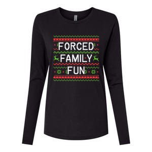 Family Forced Fun Funny Sarcastic Christmas Pajama Family  Womens Cotton Relaxed Long Sleeve T-Shirt