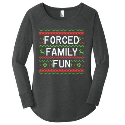 Family Forced Fun Funny Sarcastic Christmas Pajama Family  Women's Perfect Tri Tunic Long Sleeve Shirt